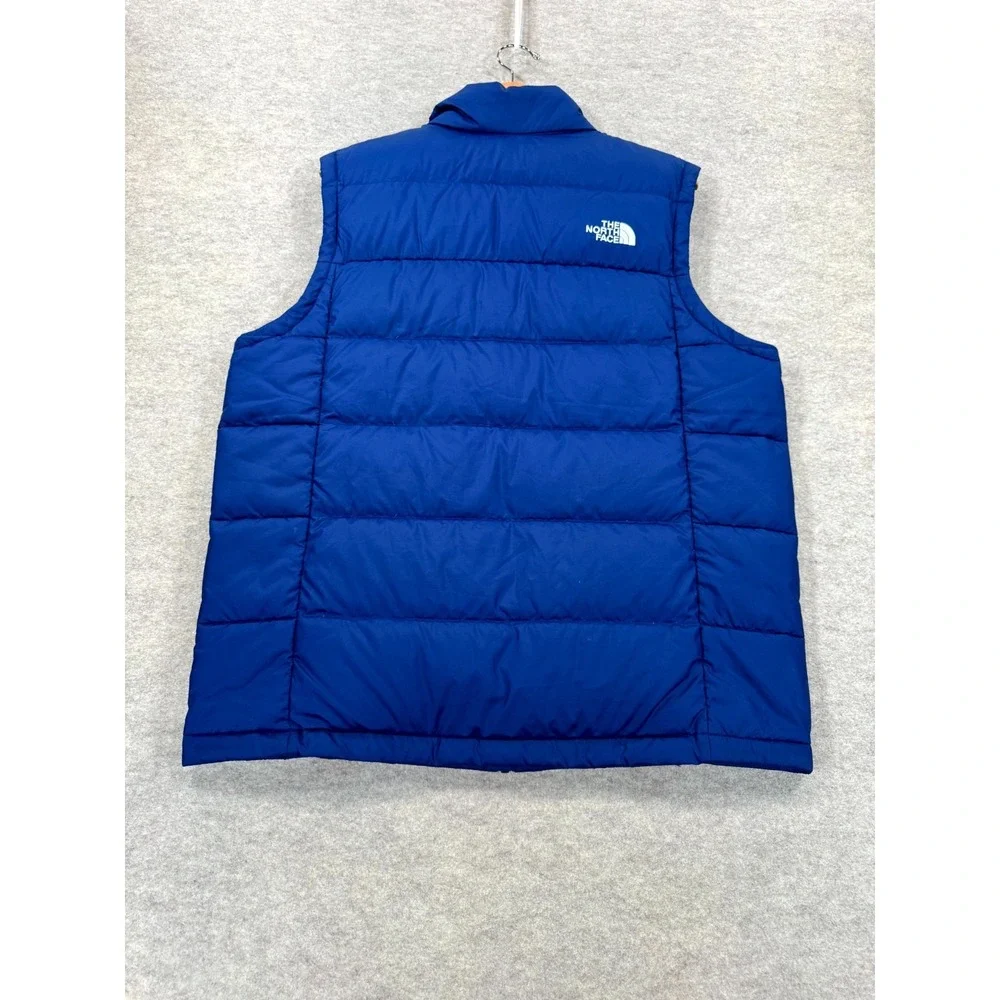 The North Face 550 Down Puffer Vest Mens Large Blue Embroidered Logo Full Zip